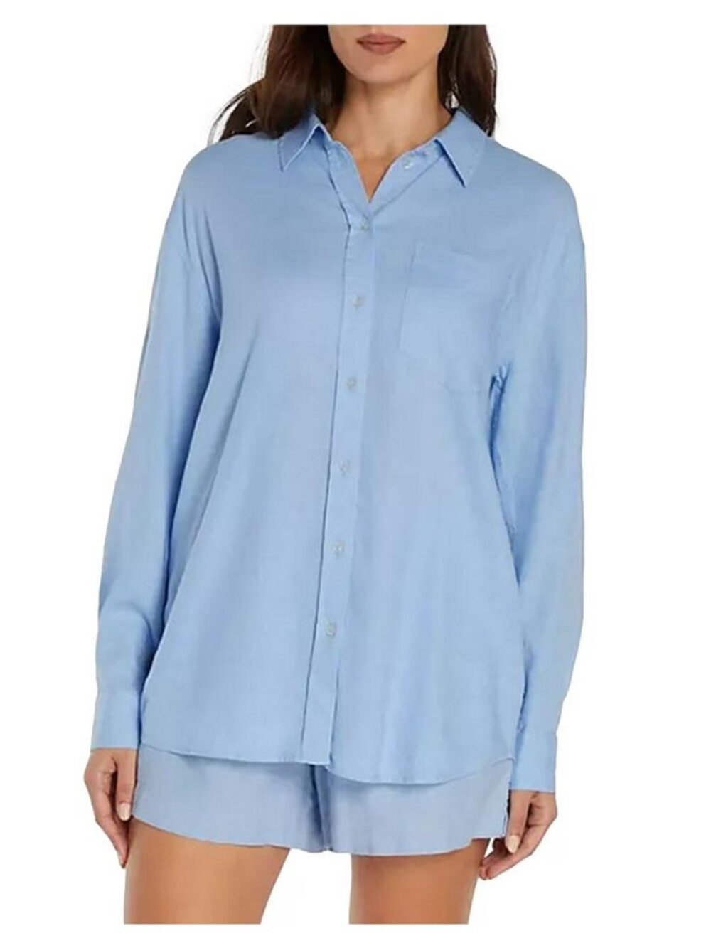 NEW GAP Women's Linen Button Down Shirt Blue